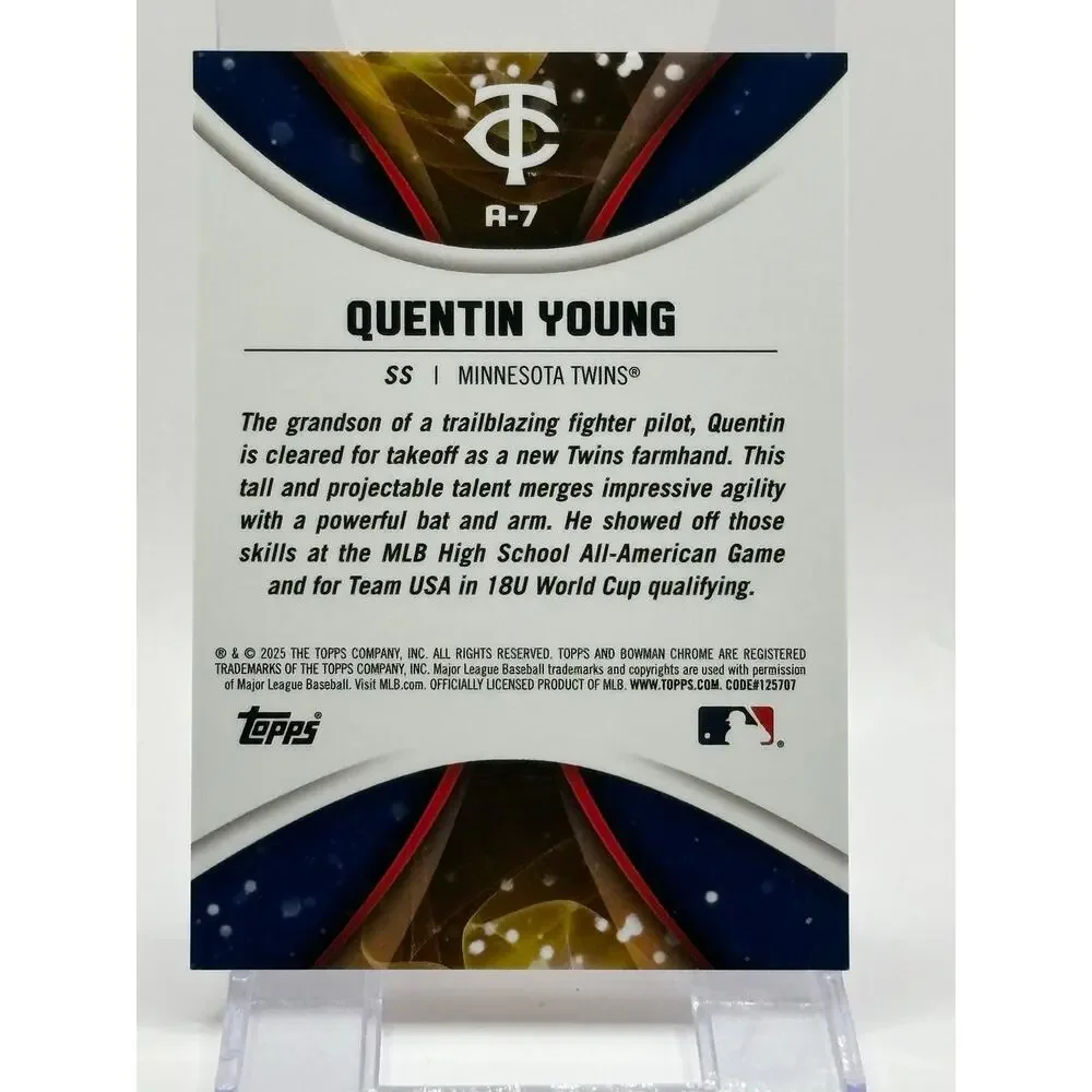 2025 Bowman Draft Quentin Young Axis Chrome Orange Refractor 12/25 SP Twins